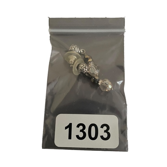 BRIGHTON Cannes Earrings Brown & Clear Beads Stud - Picture 4 of 4